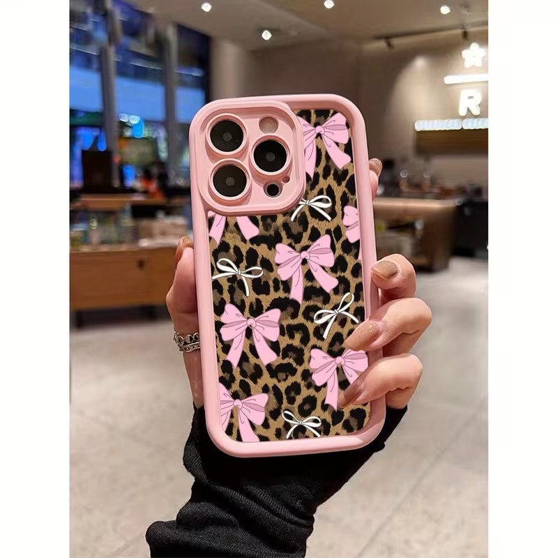 Apple Iphone 15 - Leopard Print Bow Phone Case For