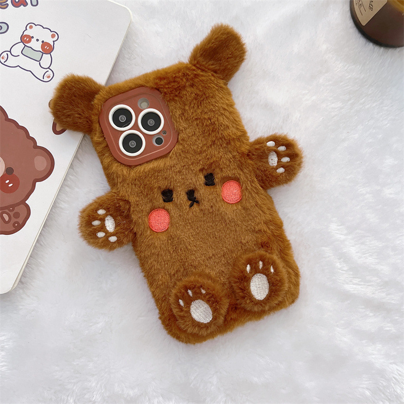 Korean 3D Cartoon Bear Fluffy  - Apple Iphone 15 review and price